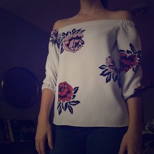 Floral Off the Shoulder 3/4 sleeve top